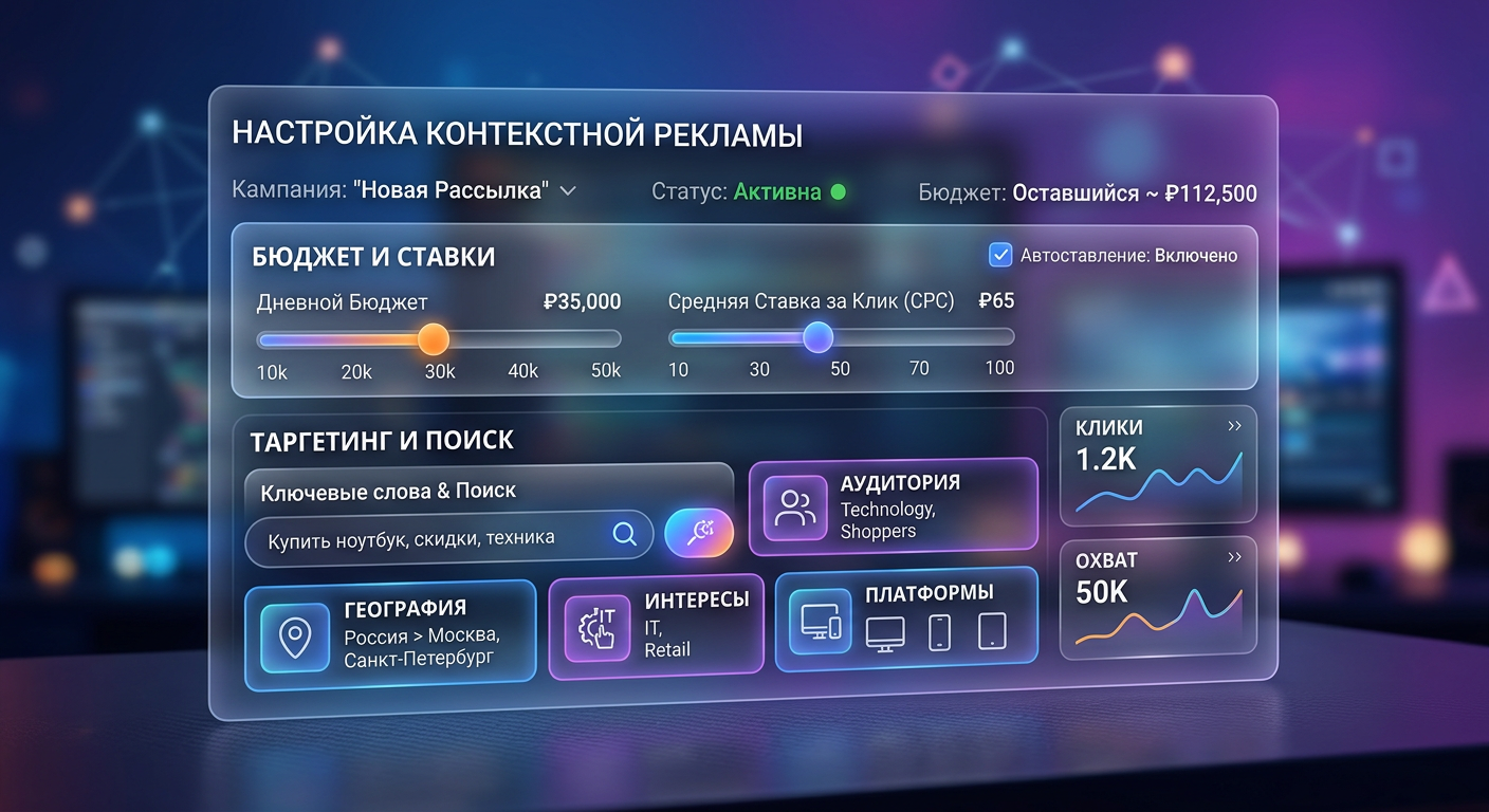 Панель настроек контекстной рекламы