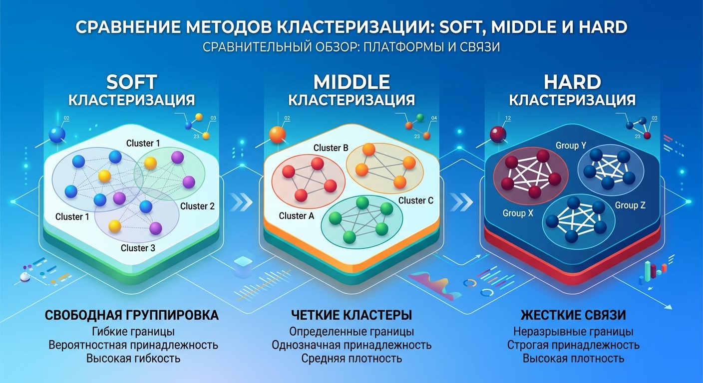 Сравнение ручной, автоматической и смешанной кластеризации