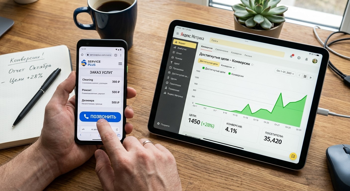 Схема проверки достижения цели в Метрике и CRM