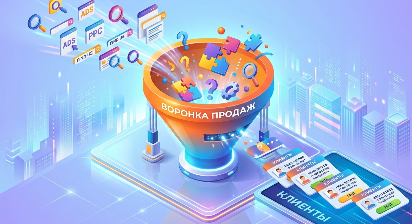 Схема связки контекстное объявление — квиз — результат — заявка