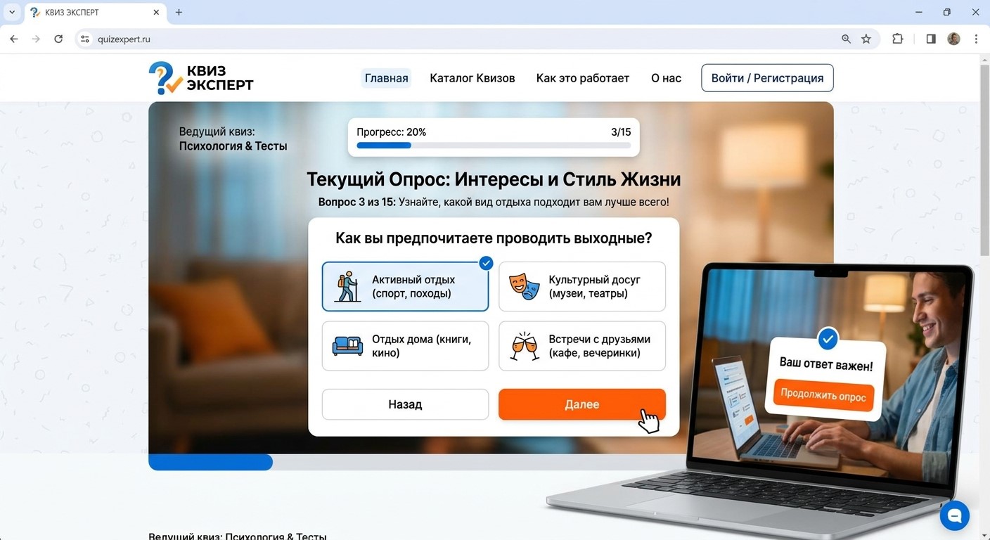Посадочная страница с интерактивным квизом для контекстной рекламы