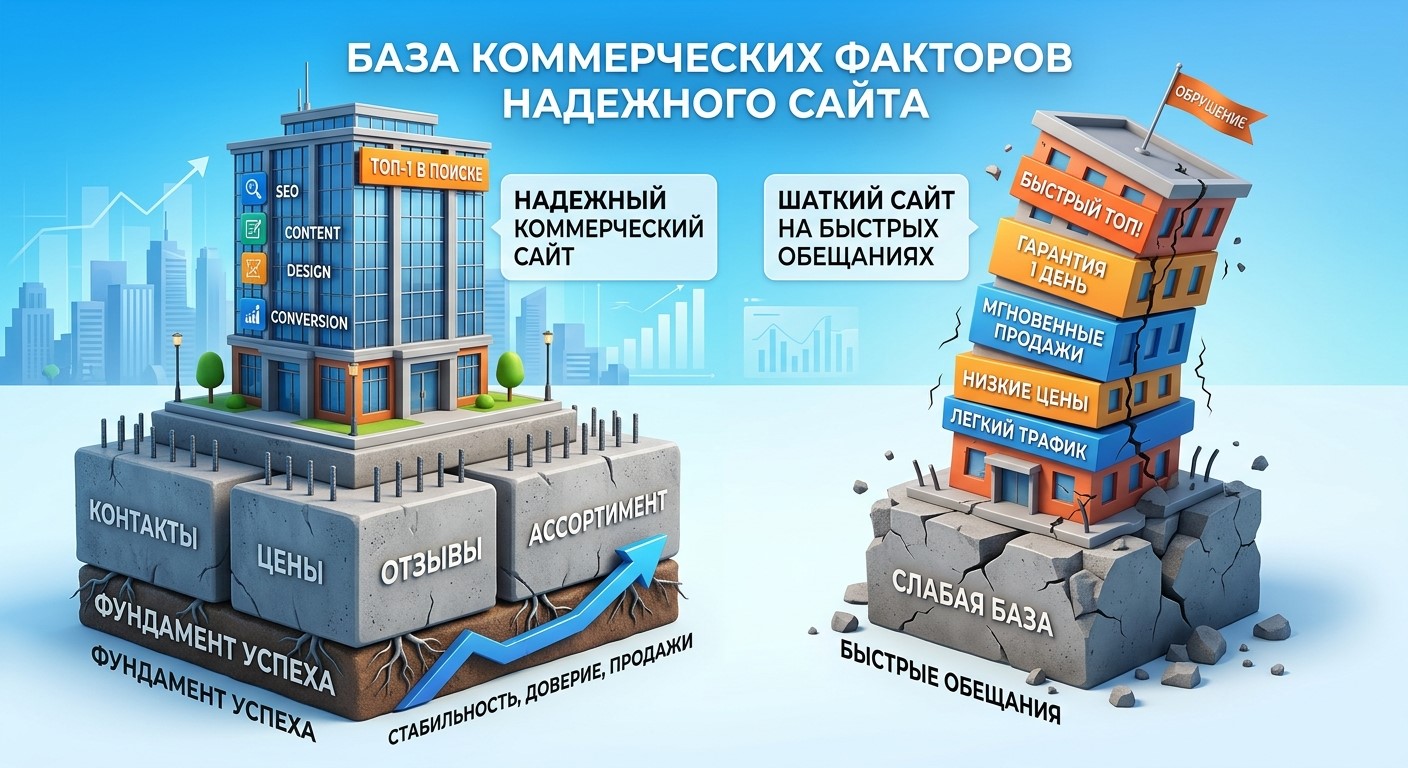 База коммерческих факторов надёжного сайта