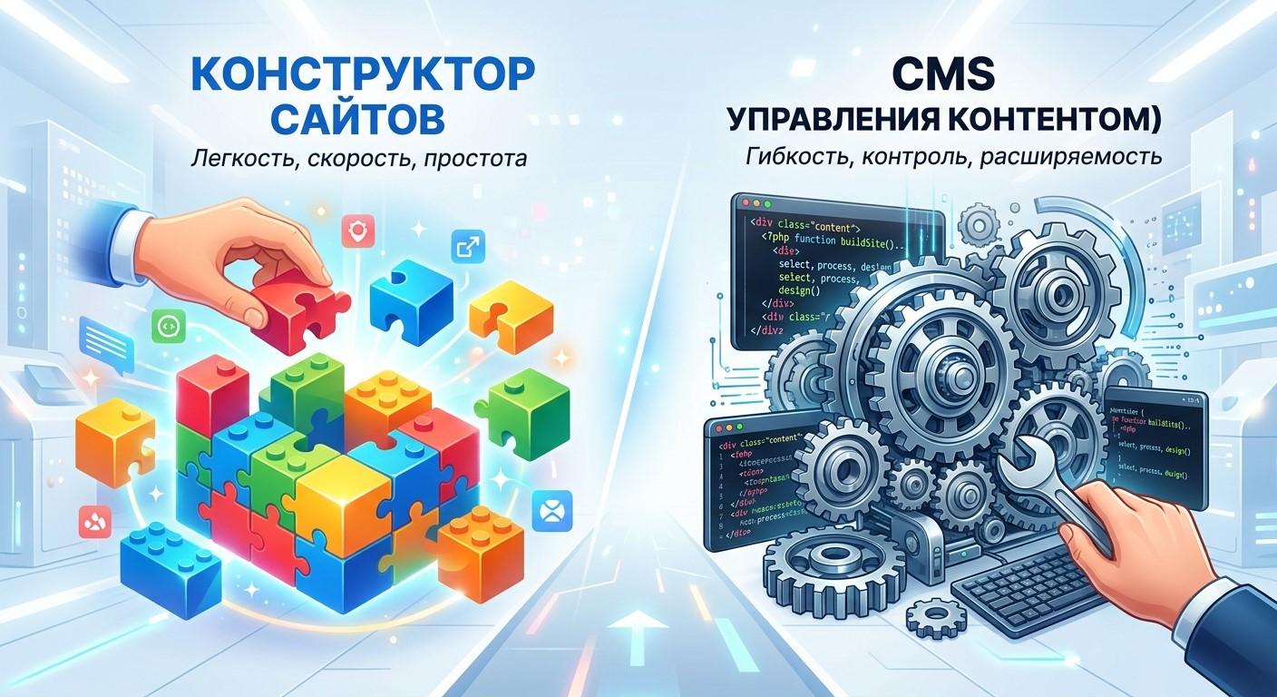 Сравнение конструктора, CMS, фриланса и разработки сайта под ключ