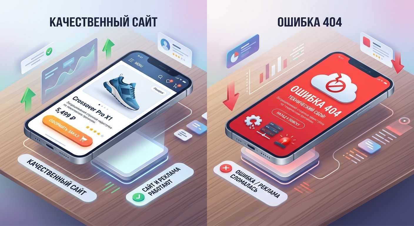 Сравнение качественной и слабой посадочной страницы для Директа