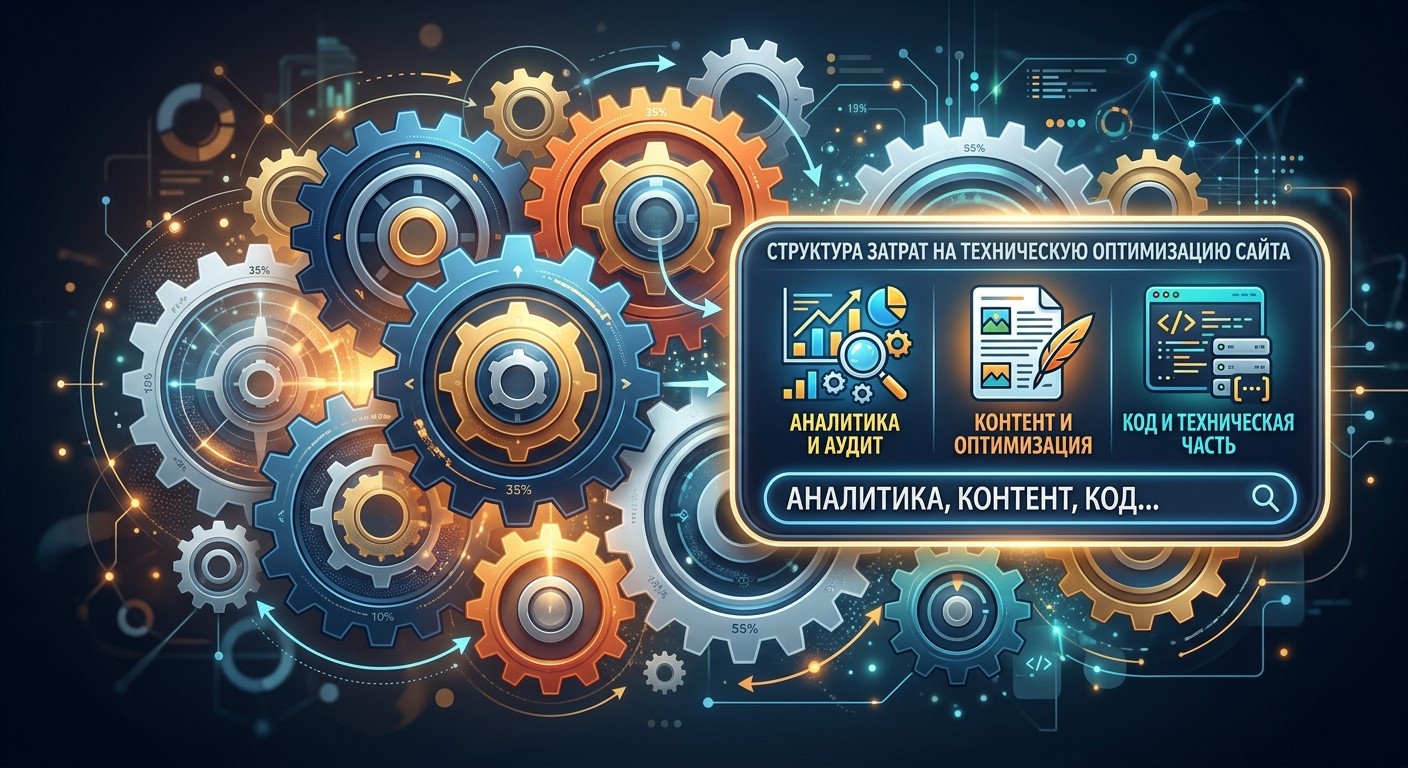 Схема формирования SEO-бюджета: аудит, семантика, техника, контент и аналитика