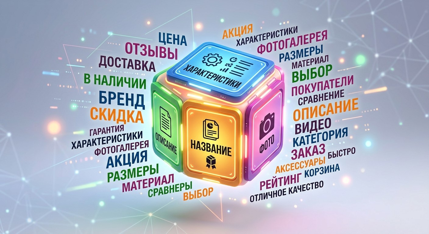 Состав SEO карточки товара: название, характеристики, описание и изображения